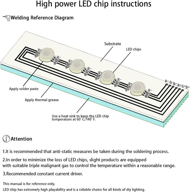LEDGUHON 5pcs High Power LED Chip 18W Multicolor Super Bright Light Emitter Components DIY Lighting Project (1000mA/140deg/Lighting Colors:Red,Green,Blue,White,Purple,Yellow) - Image 5